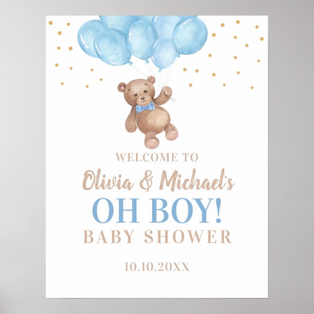 Oh Boy Baby shower Party Welcome Poster (Devant)