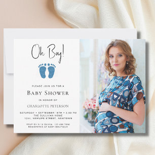 Oh Boy Baby shower Photo Invitation