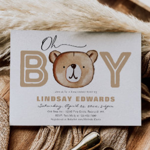 Oh Boy Bear Baby shower Invitation