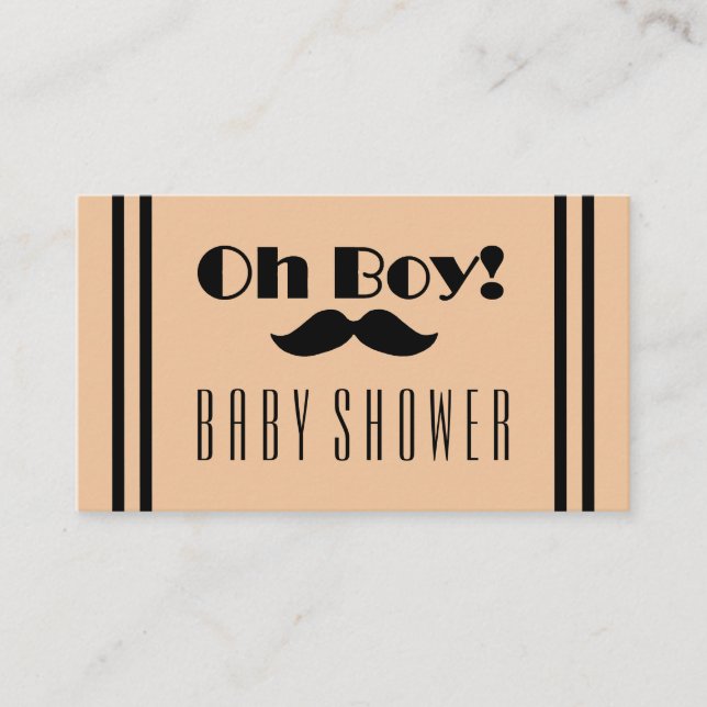 Oh Boy Black Mustache Baby shower Invitation de bi (Devant)