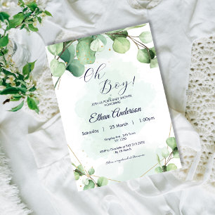 Oh Boy Eucalyptus feuille Baby shower Invitation