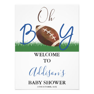Oh Boy Football Baby shower Welcome Poster