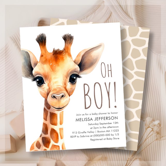 Oh Boy Giraffe Baby shower Budget Invitation (Créateur téléchargé)