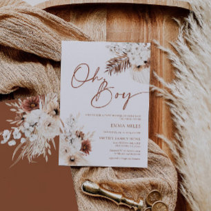 Oh Boy Invitation Boho Baby shower Invitation