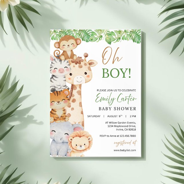 Oh Boy! Invitation de Baby Shower Safari (Créateur téléchargé)