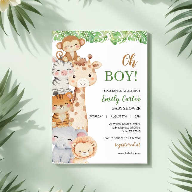 Oh Boy! Invitation de Baby Shower Safari (Créateur téléchargé)
