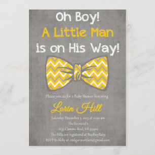 Oh Boy jaune arc gris cravate invitation baby show