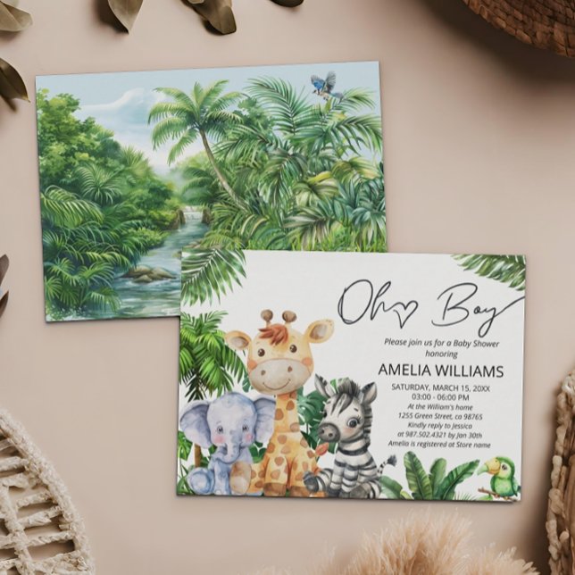 Oh Boy Jungle Safari Baby shower Green Invitation (Créateur téléchargé)
