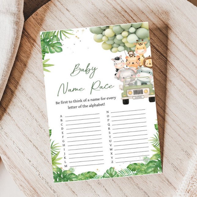 Oh Boy Jungle Safari Douche Bébé Nom Jeu de Course (Safari Animals Baby Shower Game)