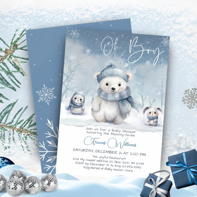 Oh Boy Winter | Invitation de Baby Shower éditable (Créateur téléchargé)