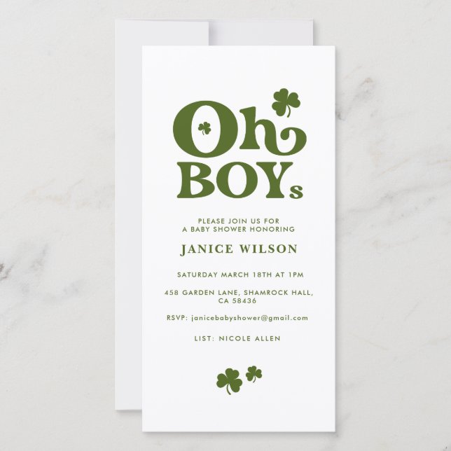 Oh Boys Baby shower de la Saint Patrick Invitation (Devant)