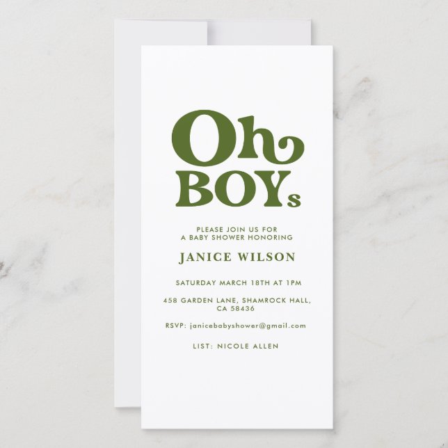 Oh Boys Baby shower Invitation (Devant)