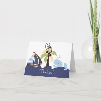 Oh carte de remerciements de baleine et de singe