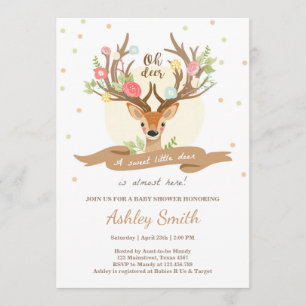 Oh cerf baby shower invitation Woodland Antlers