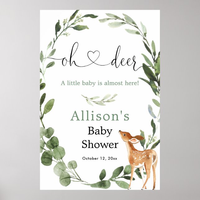 Oh cerf baby shower neutre pour le genre affiche d (Devant)