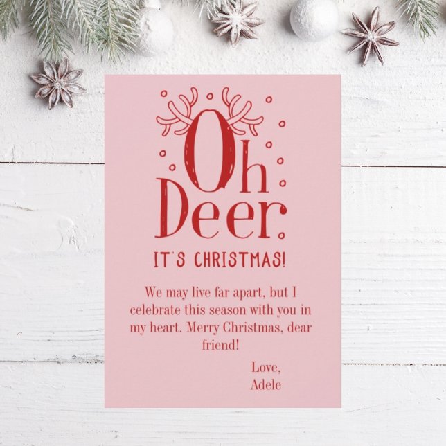 Oh cerf carte de vacances de Noël à plat (Créateur téléchargé)