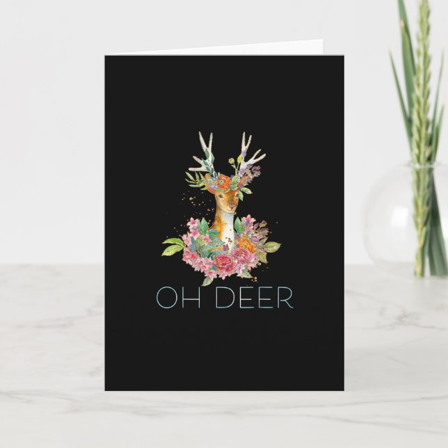 Oh Cerf Mignon Carte de Vœux Pliée au Minimum Coul (Devant)
