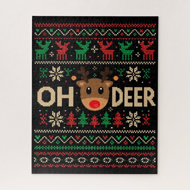 Oh Cerf Pullover de Noël Laid Puzzle (Vertical)