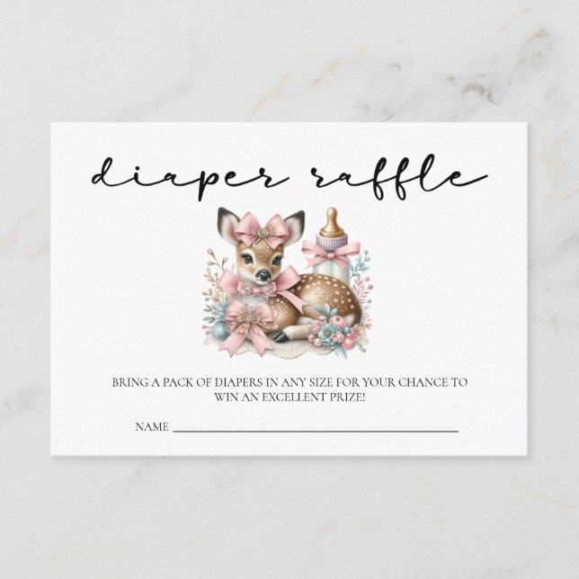 Oh cerf rousse rose fille baby shower carte de boî (Devant)