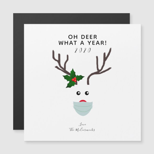 Oh Deer 2020 Reindeer de Noël portant un masque fa (Devant / Derrière)