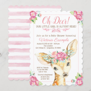 Oh Deer Baby Girl Shower Invitations