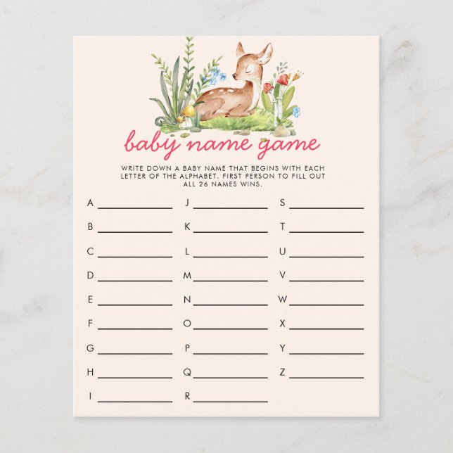 Oh Deer Baby Name Shower Game (Devant)