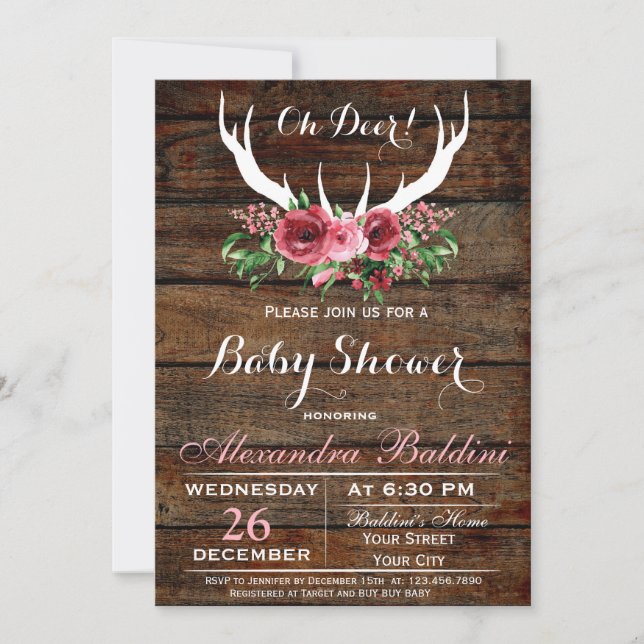 Oh Deer Baby shower Invitation (Devant)