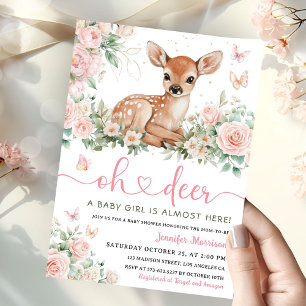 Oh Deer Baby shower rose fille invitation