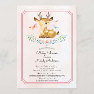 Oh Deer Girls Baby shower Baby Invitation