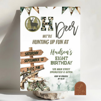 Oh Deer Hunting Camo Birthday Invitation