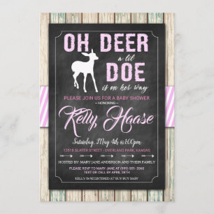 Oh Deer ! Invitation Rustique Baby shower fille