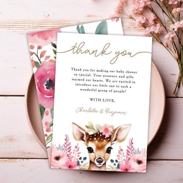 Oh Deer migte Carte de remerciements Baby shower (Oh Deer Cute Baby Shower Thank You Card)