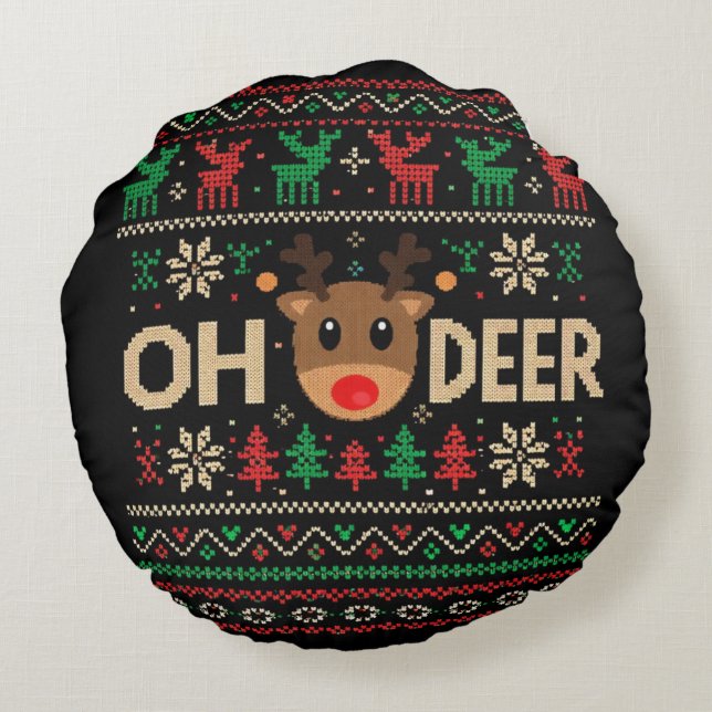 Oh Deer Ours d'horreur Sweat de Noël Coussin de je (Dos)