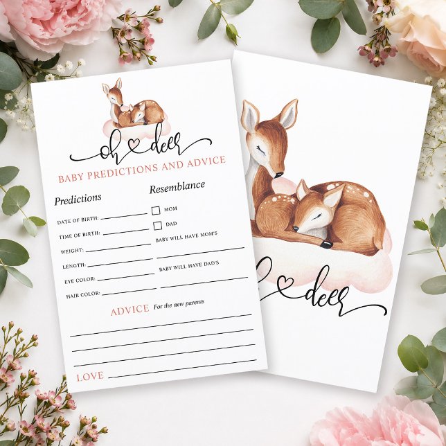 Oh Deer Rose Bois Bébé Prédictions & Conseils (Get wisdom from your loved ones with this elegant Oh Deer baby predictions and advice game.)