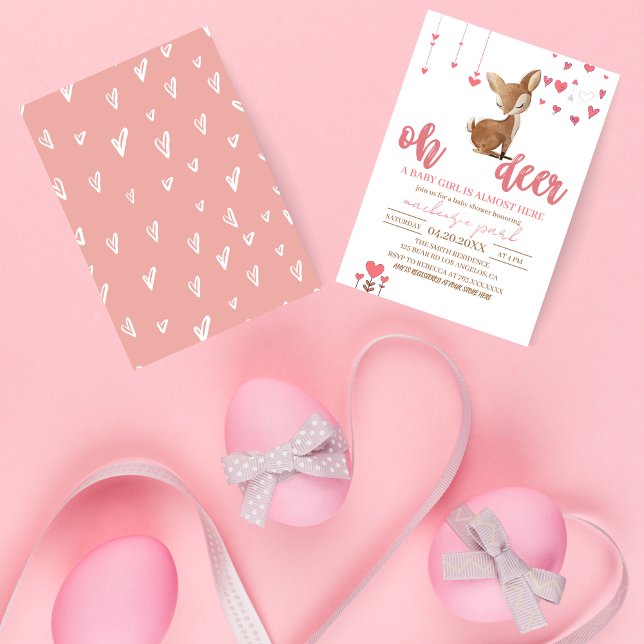 Oh Deer Rose Et Tan Baby shower Invitation (Créateur téléchargé)