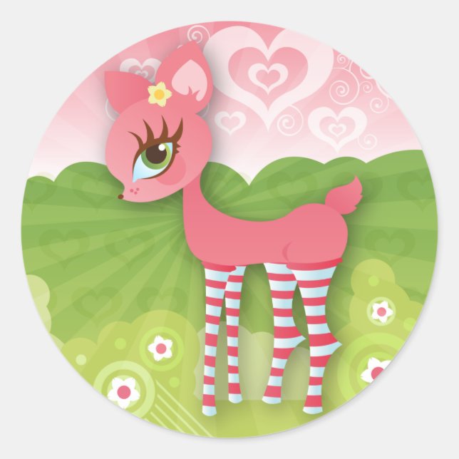 Oh Deer ! Stickers d'amour rose (Devant)
