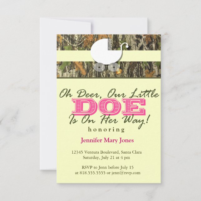 Oh Deer, Un Petit Doe Est En Chemin ! Invitation C (Devant)