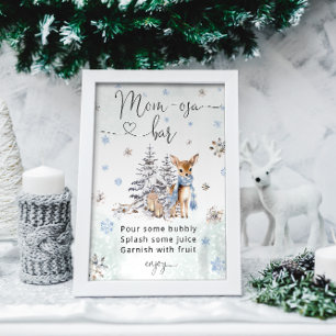 Oh Deer Woodland Animaux Winter Mom-osa Bar Poster