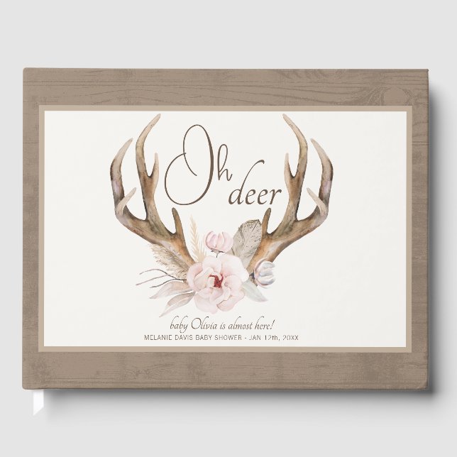 Oh Deer Woodland Baby shower Livre d'invité - Boho (Recto)