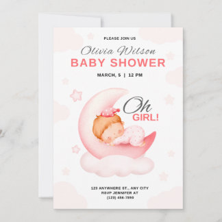 oh fille élégante petite fille douche invitation