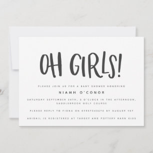 Oh filles twin baby shower invitation