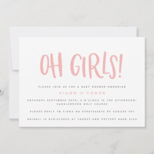 Oh filles twin baby shower invitation