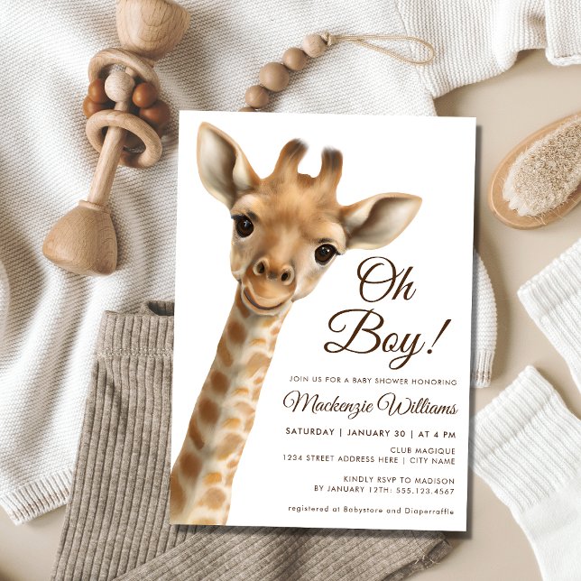 Oh garçon bébé Giraffe Baby shower Invitation (Créateur téléchargé)