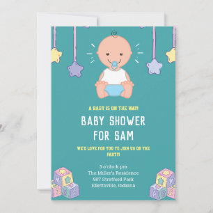 Oh Garçon Bébé jouets bleu baby shower Invitation