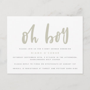 Oh garçon carte de faire-part de baby shower.
