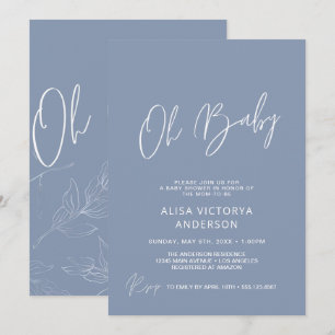 Oh Garçon Dusty Blue Invitation Simple pour une Fê