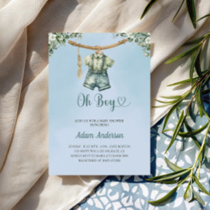 Oh garçon Invitation Baby shower - Aquarelle tenue