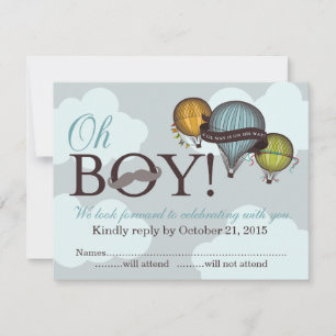 Oh garçon lil homme ballon à air chaud carte RSVP