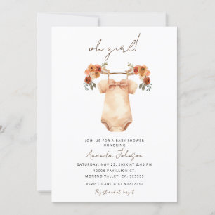 Oh Girl boho bébé vêtements Baby shower Invitation
