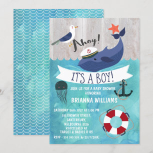 Oh invitation de baby shower de baleine
